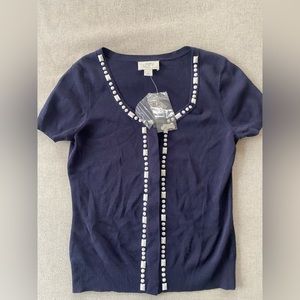 NWT LOFT Crop Cardigan with Beaded Detail